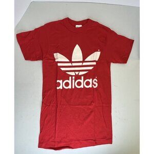 Vintage Tee ADIDAS TREFOIL DOUBLE-SIDED T-Shirt Red White Size Small Made in USA